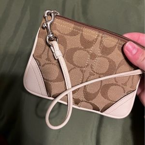 Coach logo zipper wristlet